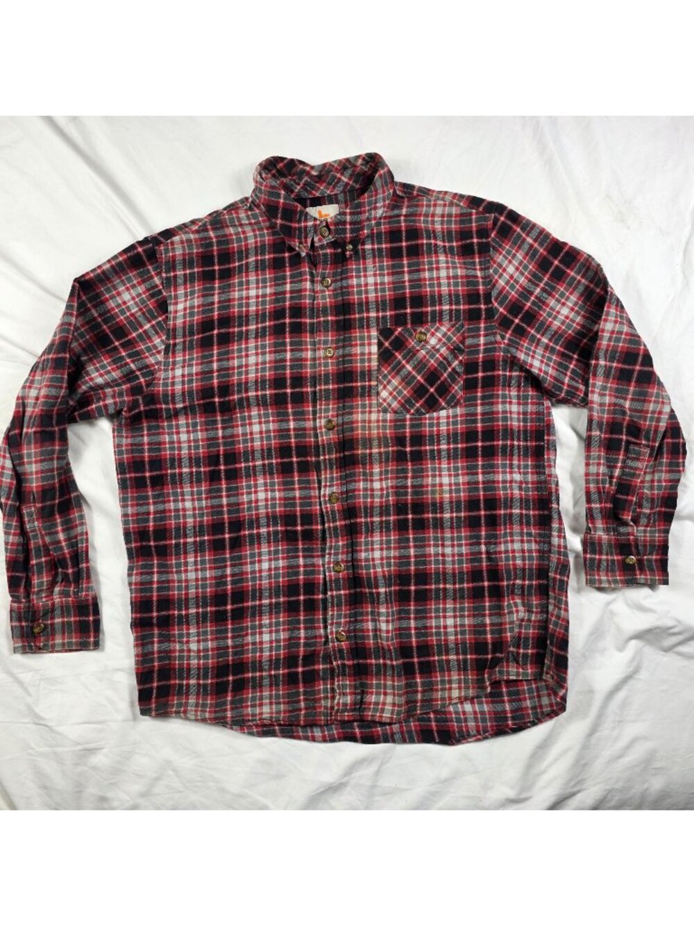 Field & Stream Mens Size XL Red Black Flannel Shirt Plaid Outdoor Wear Casual